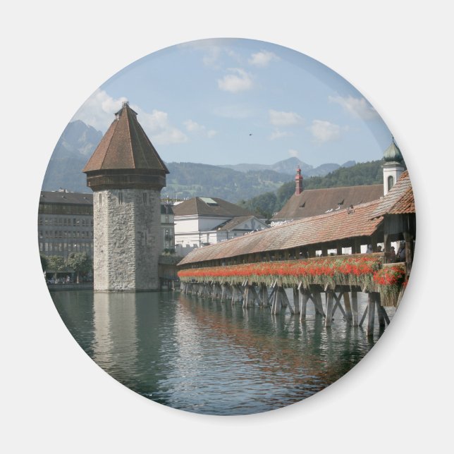 Chapel Bridge, Lucerne, Schweiz Magnet (Framsidan)