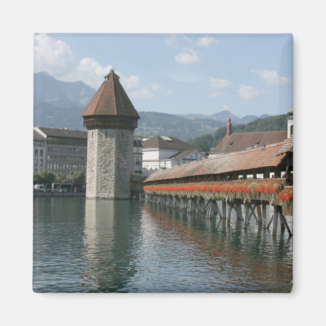 Chapel Bridge, Lucerne, Schweiz Magnet (Framsidan)