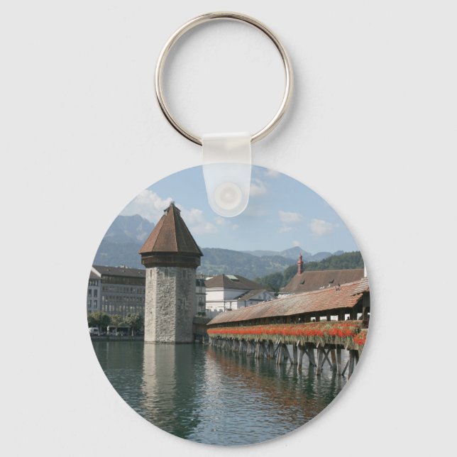 Chapel Bridge, Lucerne, Schweiz Nyckelring (Framsida)
