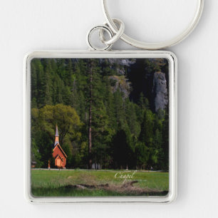 Chapel i Yosemite Fyrkantig Silverfärgad Nyckelring