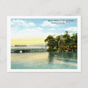 Chapel Island, Greenwood Lake, NY 1916 Årgångsvint Vykort
