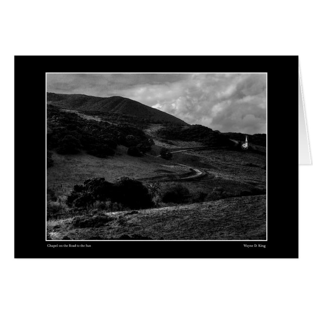 Chapel på väg till monokromkortet Sol Hälsningskort (Framsidan Horizontal)