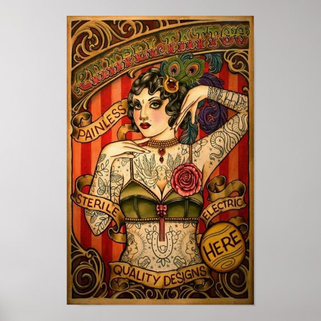 Chapel Tattoo Vintage Tattoo Shop Poster (Framsidan)