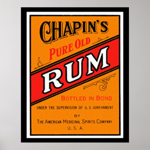 Chapins Pure Old Rum-etikett Poster