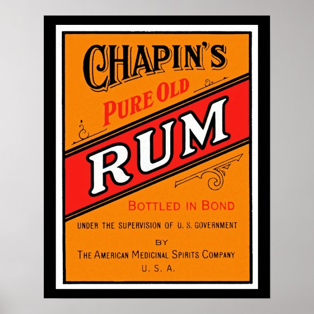 Chapins Pure Old Rum-etikett Poster (Framsidan)
