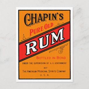 Chapins Pure Old Rum-etikett Vykort
