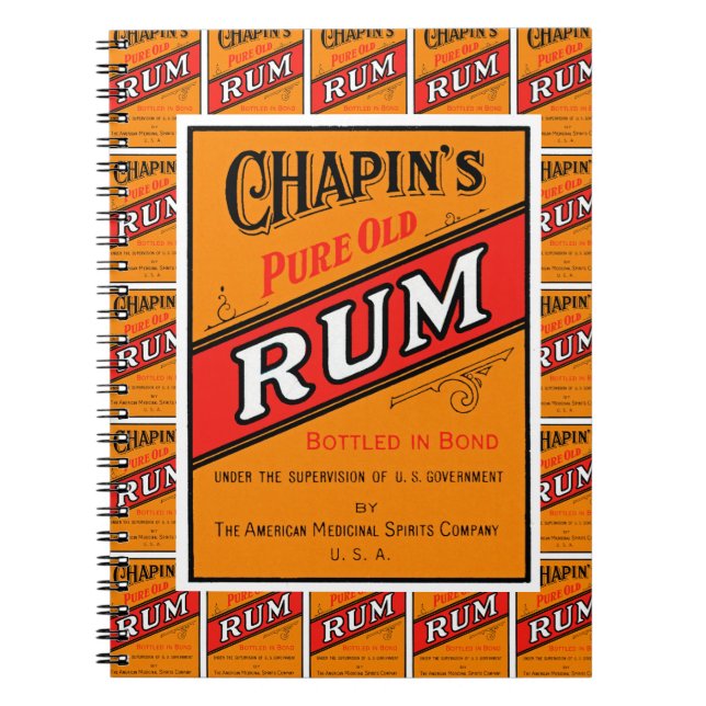 Chapins Pure Old Rum Label Multiprint Anteckningsbok (Framsidan)