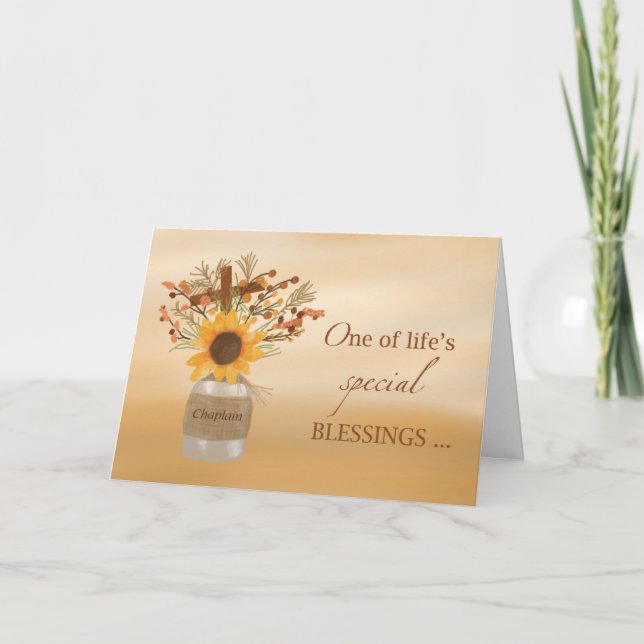 Chaplain Blessings vid Thanksgiving Solros Vas Kort (Framsida)