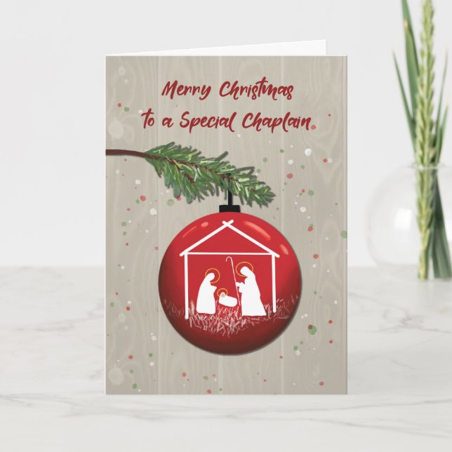 Chaplain jul Ornament med Manger Kort (Framsida)