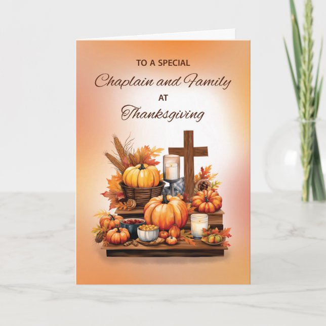 Chaplain och Family Thanksgiving Crucifix Candle Kort (Framsida)