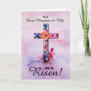 Chaplain och frun Påsk är Risen Kor Flowers Kort