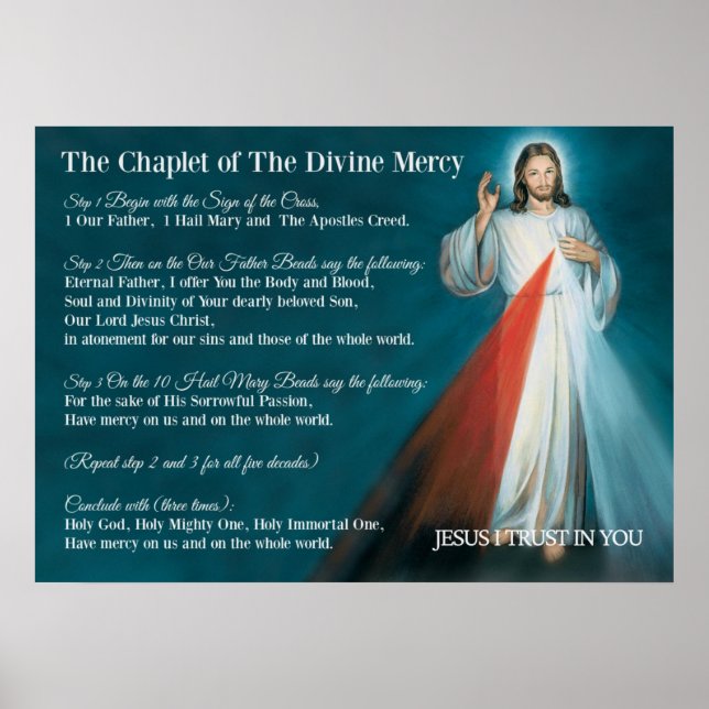 Chaplet med Divine Mercy Prayer Poster (Framsidan)