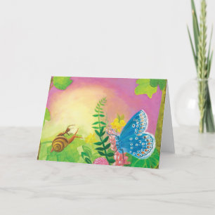 Chapmans blå fjäril och antenn & Snigel Illustrati Kort