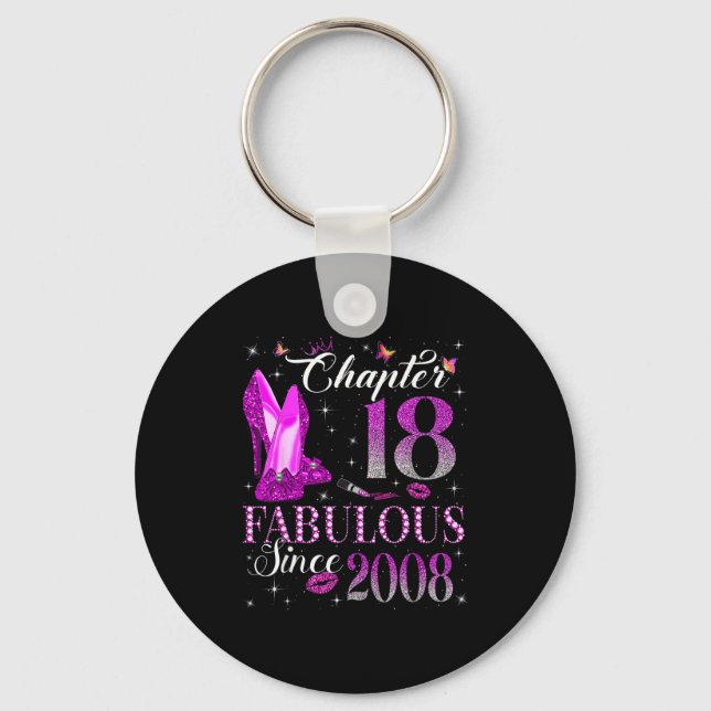 Chapter 18 Fabulous Since 2008 18th Birthday Gift  Nyckelring (Framsida)