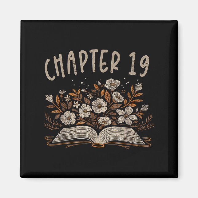 Chapter 19th Birthday Bookworm 19 Years Old For Bo Magnet (Framsidan)