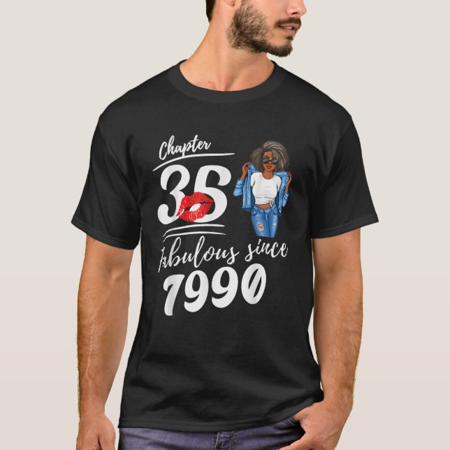 Chapter 35 Fabulous Since 1990 35th Birthday Afro  T Shirt (Framsida)