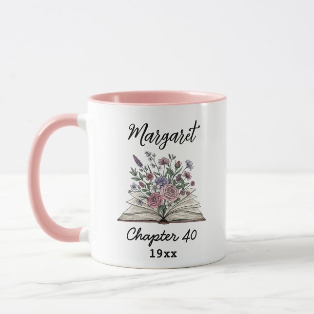 Chapter 40 Floral Book - Custom Birthday Gift  Mugg (Vänster)