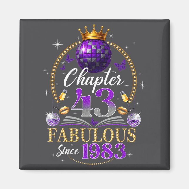 Chapter 43 Since 1983 Purple Disco Ball 43rd Birth Magnet (Framsidan)
