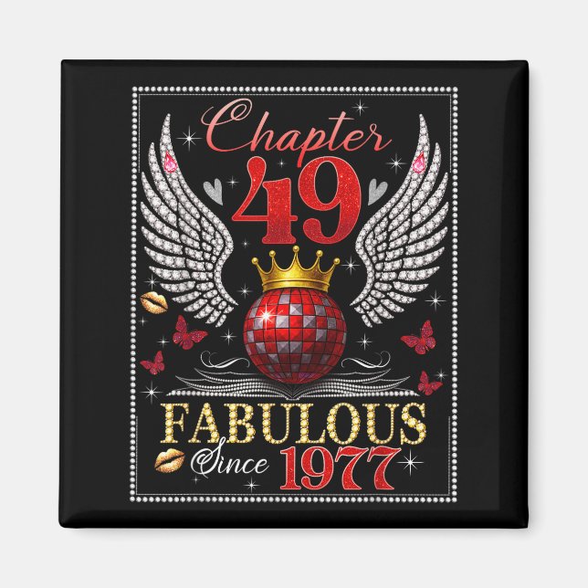 Chapter 49 Fabulous Est. 1977 Disco Ball 49th Birt Magnet (Framsidan)