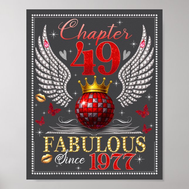 Chapter 49 Fabulous Est. 1977 Disco Ball 49th Birt Poster (Framsidan)