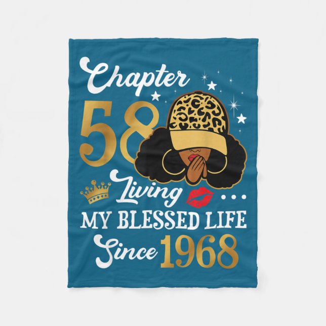Chapter 58 Living My Blessed Life Since 1968 Afro  Fleecefilt (Framsidan)