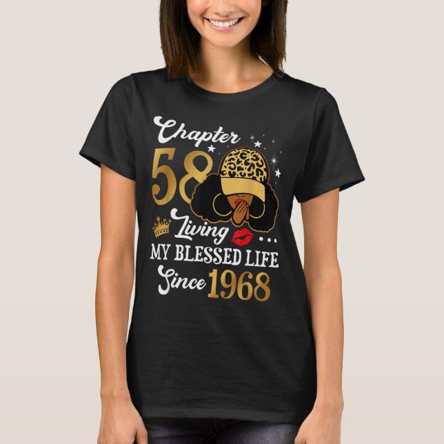 Chapter 58 Living My Blessed Life Since 1968 Afro  T Shirt (Framsida)