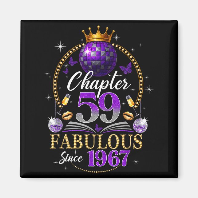 Chapter 59 Since 1967 Purple Disco Ball 59th Birth Magnet (Framsidan)