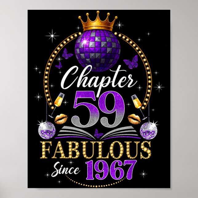 Chapter 59 Since 1967 Purple Disco Ball 59th Birth Poster (Framsidan)