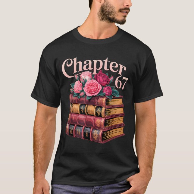 Chapter 67 Floral Book Stack Design  T Shirt (Framsida)