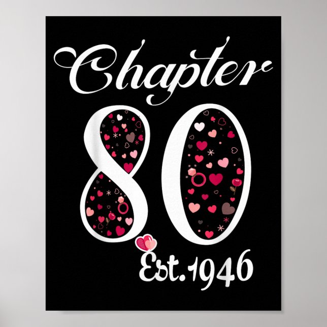 Chapter 80 Est 1946 Happy 80th Birthday Girl Gift  Poster (Framsidan)