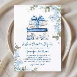 chapter begins, blue bow books floral baby shower  inbjudningar