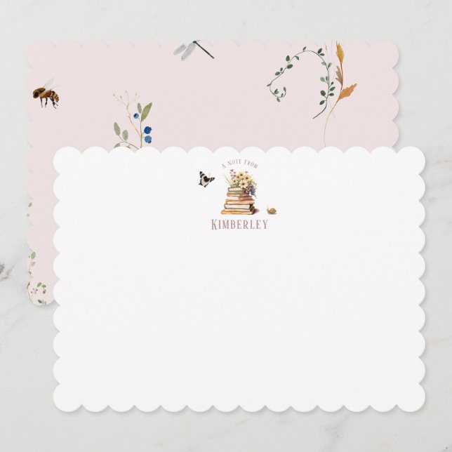 Chapter Book Wildflower Personalized Tack Kort (Fram/baksida)