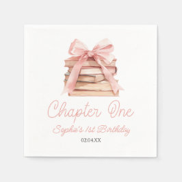 Chapter One Pink Bow Books 1st Birthday Party Pappersservett