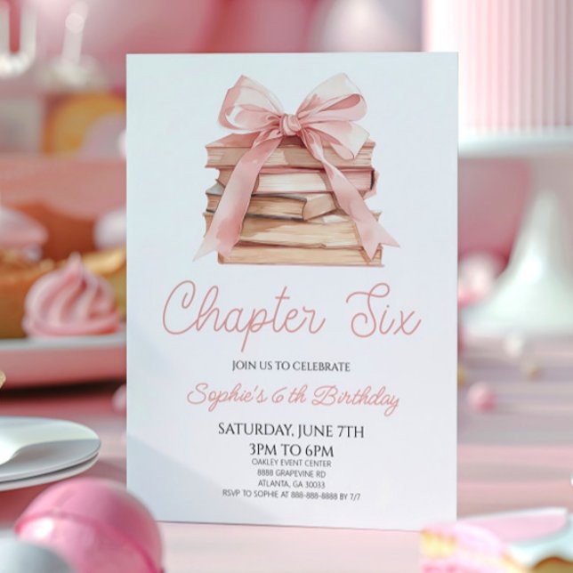 Chapter Six Rosa Slinga Saga 6-års Födelsedagsfest Inbjudningar (Skapare uppladdad)