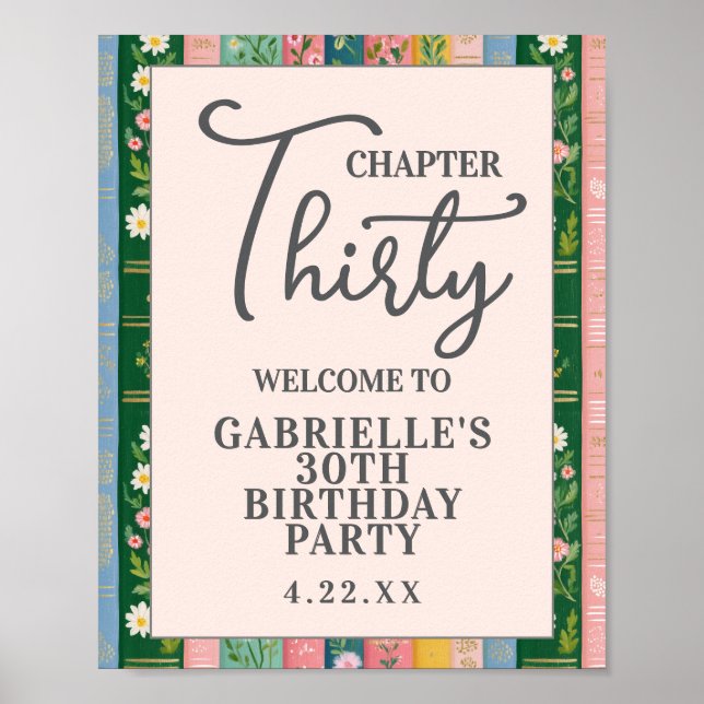 Chapter Thirty Floral Storybook 30th Birthday Poster (Framsidan)