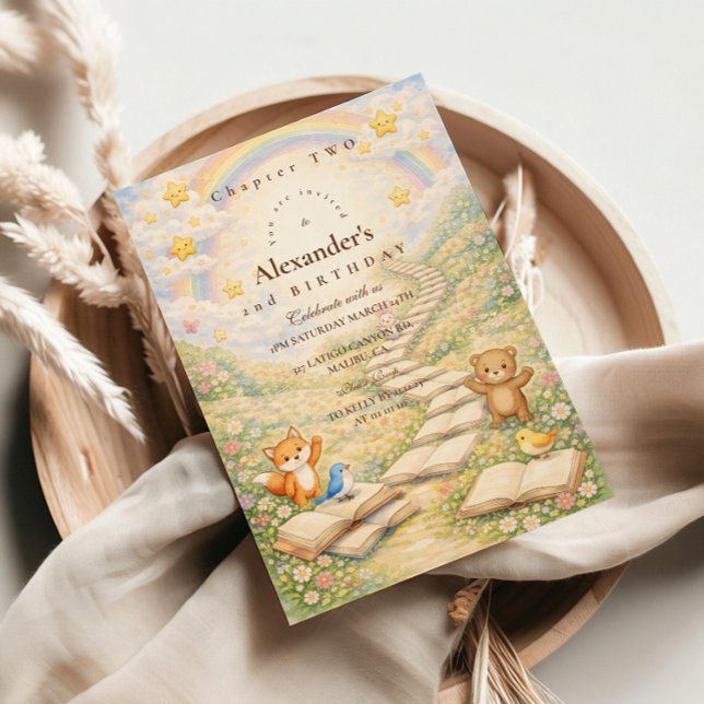 Chapter Two Turning Pages Birthday Inbjudningar (Skapare uppladdad)