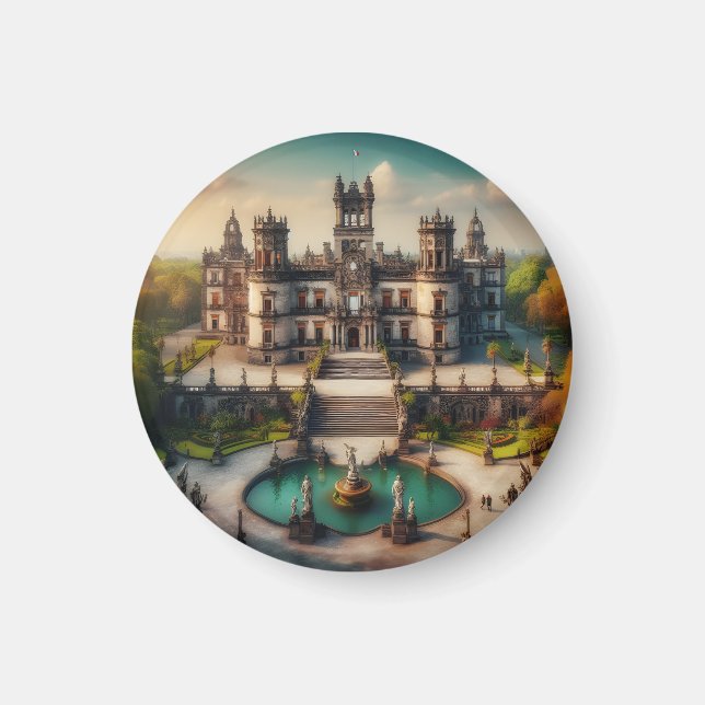 Chapultepec Castle Mexico Vintage resor Magnet (Framsidan)