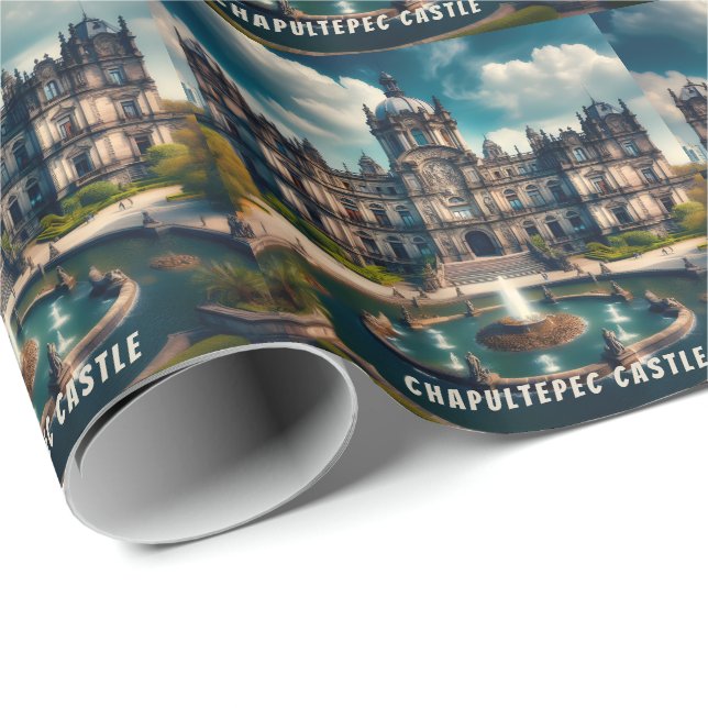 Chapultepec Castle Mexico Vintage resor Presentpapper (Rullad Hörn)