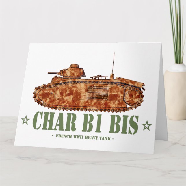 Char B1 bis Världskrig 2 Fransk Hård Tank WWII Tack Kort (Framsida)