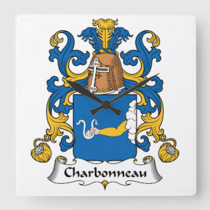 Charbonneau familjvapensköld fyrkantig klocka