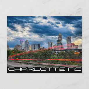 charCharlotte Norra Carolina Stadskyline Vykort