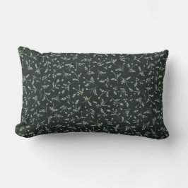 Charcoal Black Modern Farmhouse Daisy Buds Pattern Lumbarkudde