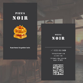 Charcoal Black Pizza Restaurant Chic Modern Shop Visitkort