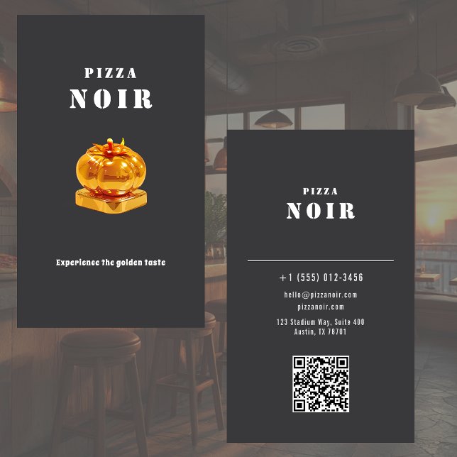 Charcoal Black Pizza Restaurant Chic Modern Shop Visitkort (Skapare uppladdad)