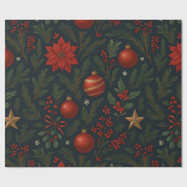 Charcoal Bloom - Charcoal Floral Holiday Presentpapper (Platt)