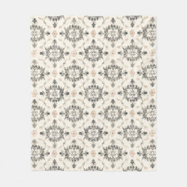 Charcoal & Blush French Damask Fleece Blanket