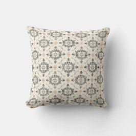 Charcoal & Blush French Damask Throw Pillow Kudde