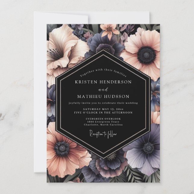 Charcoal Blush Penumbra Wedding Inbjudningar (Framsida)
