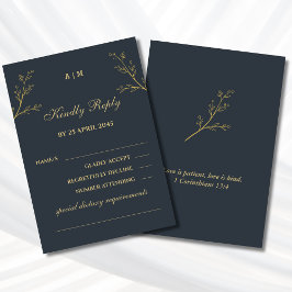 Charcoal Botanical Christian Wedding RSVP  OSA Kort