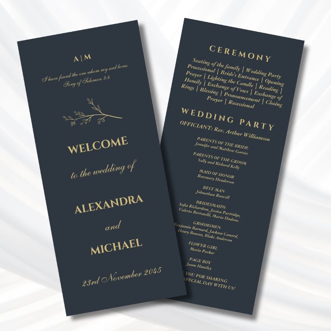 Charcoal Botanical Minimalist Christian Wedding  Program (Skapare uppladdad)